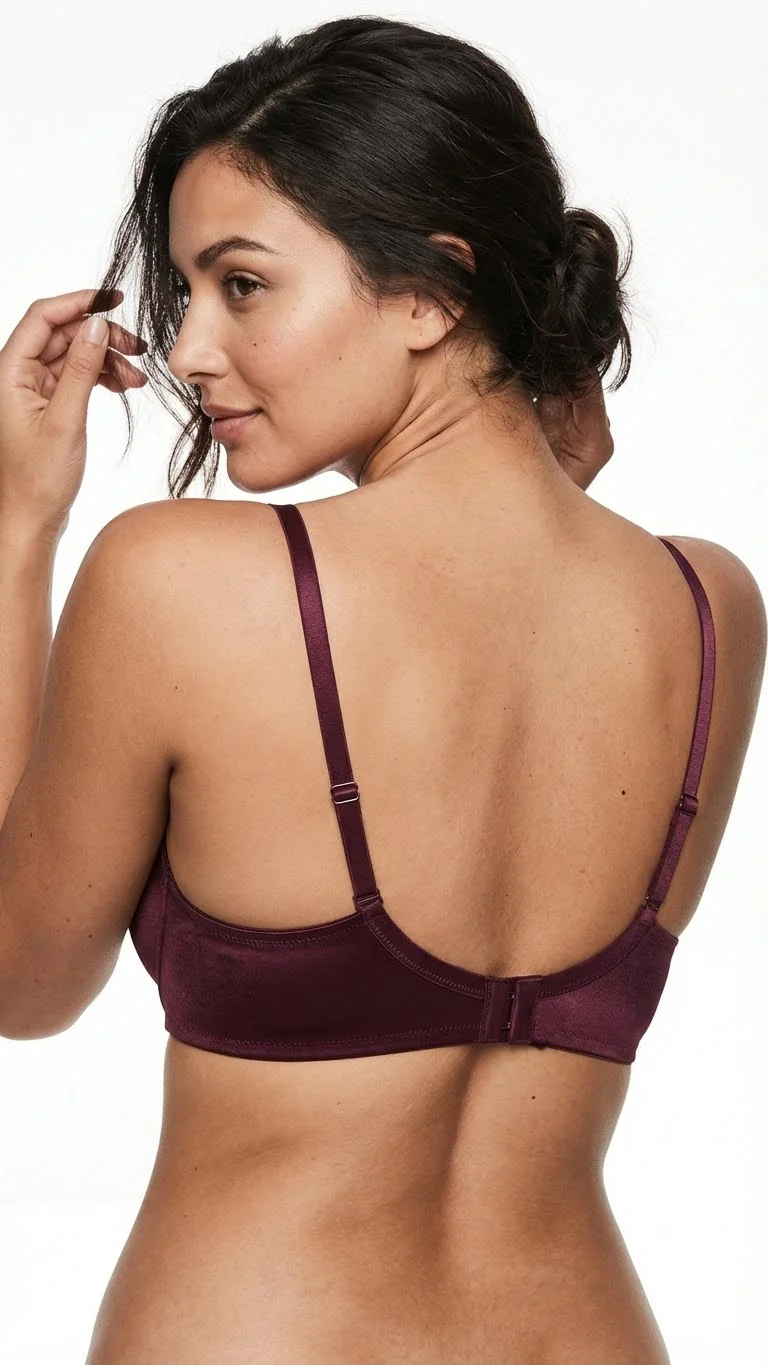 LunaIntim Parlak Mürdüm Sihirli Sütyen Saten Dokulu Micro Cup Push-Up - Model Üzerinde